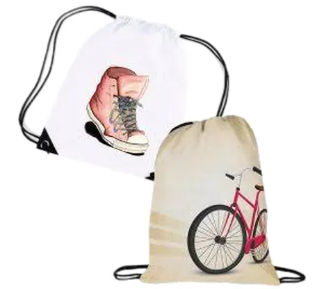 Custom printed drawstring backpack and tote bag