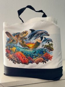 Sea Turtle & Dolphins Tote Bag